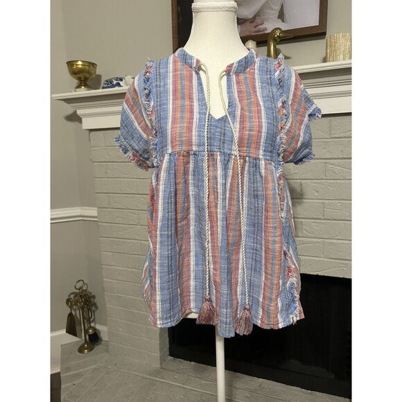 Altar’d State THML Top Women Small Cotton Cap Sleeve Multicolor - L - Picture 1 of 6